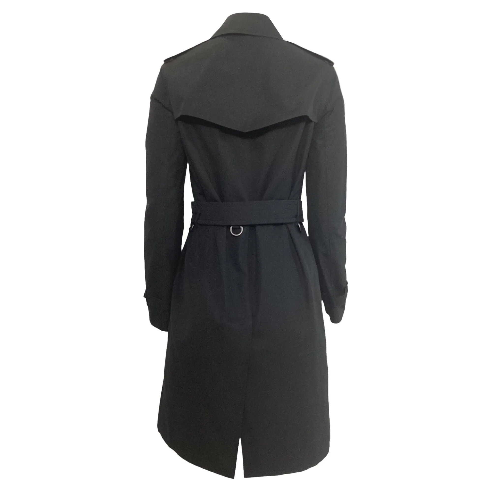 Burberry Mid-length Kensington Heritage Trench Coat in Black Cotton