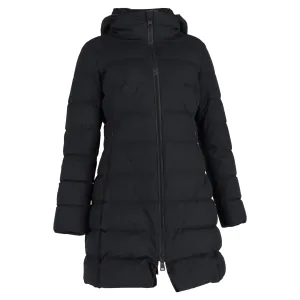Herno Zipped Hooded Down Coat in Black Polyester