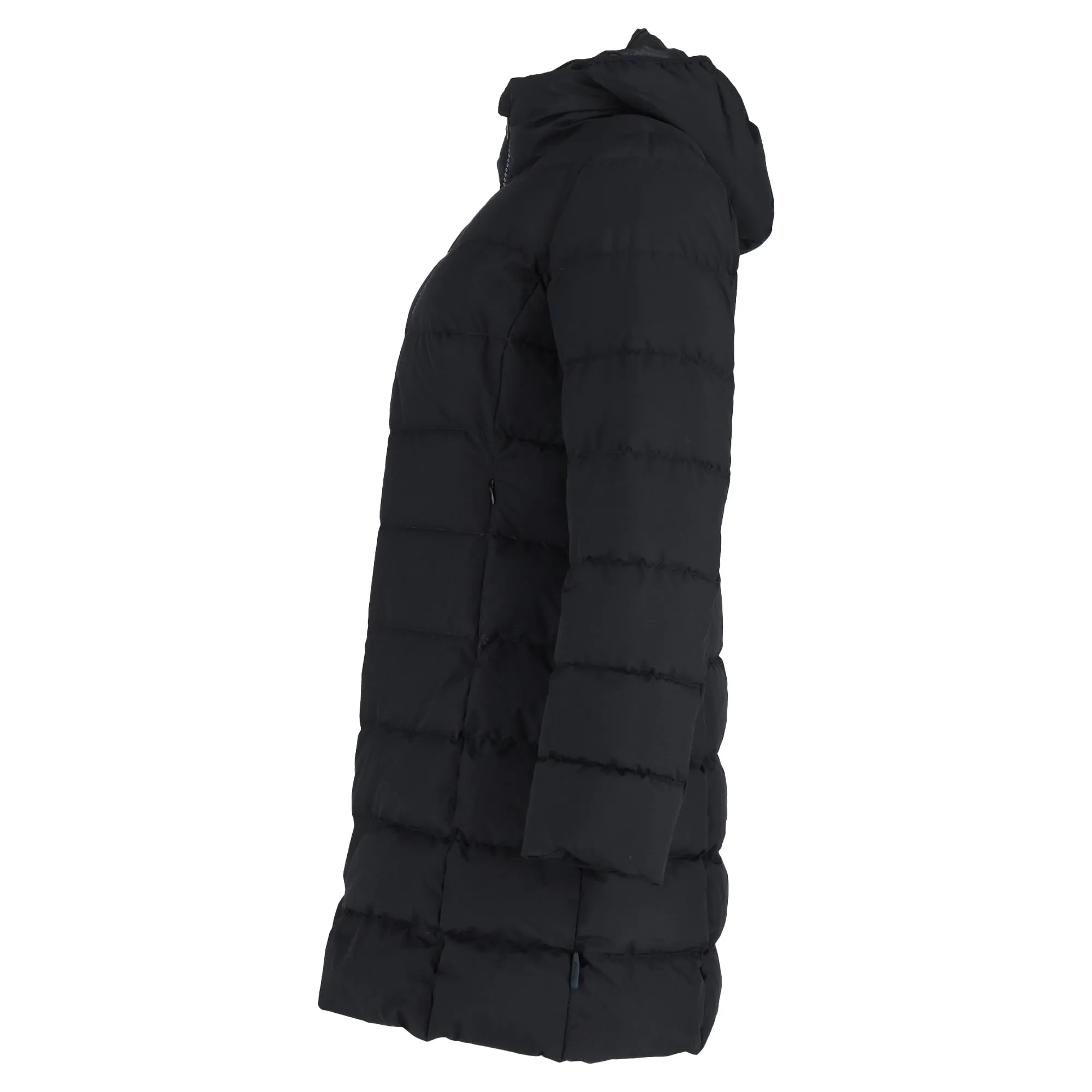 Herno Zipped Hooded Down Coat in Black Polyester