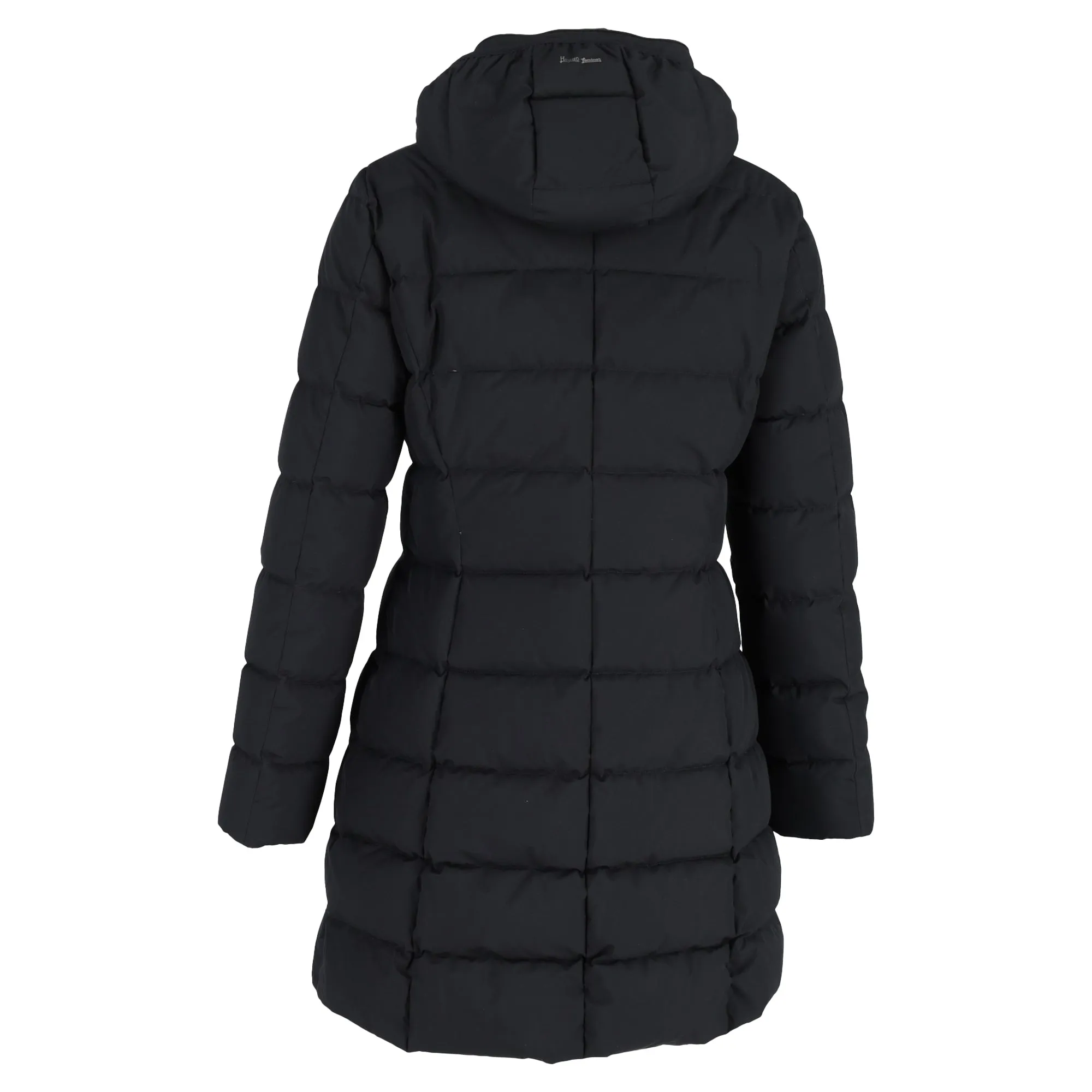 Herno Zipped Hooded Down Coat in Black Polyester