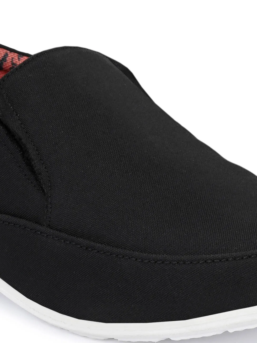 Hitz Men's Black Fabrick Made Slip-On Comfort Casual Shoes