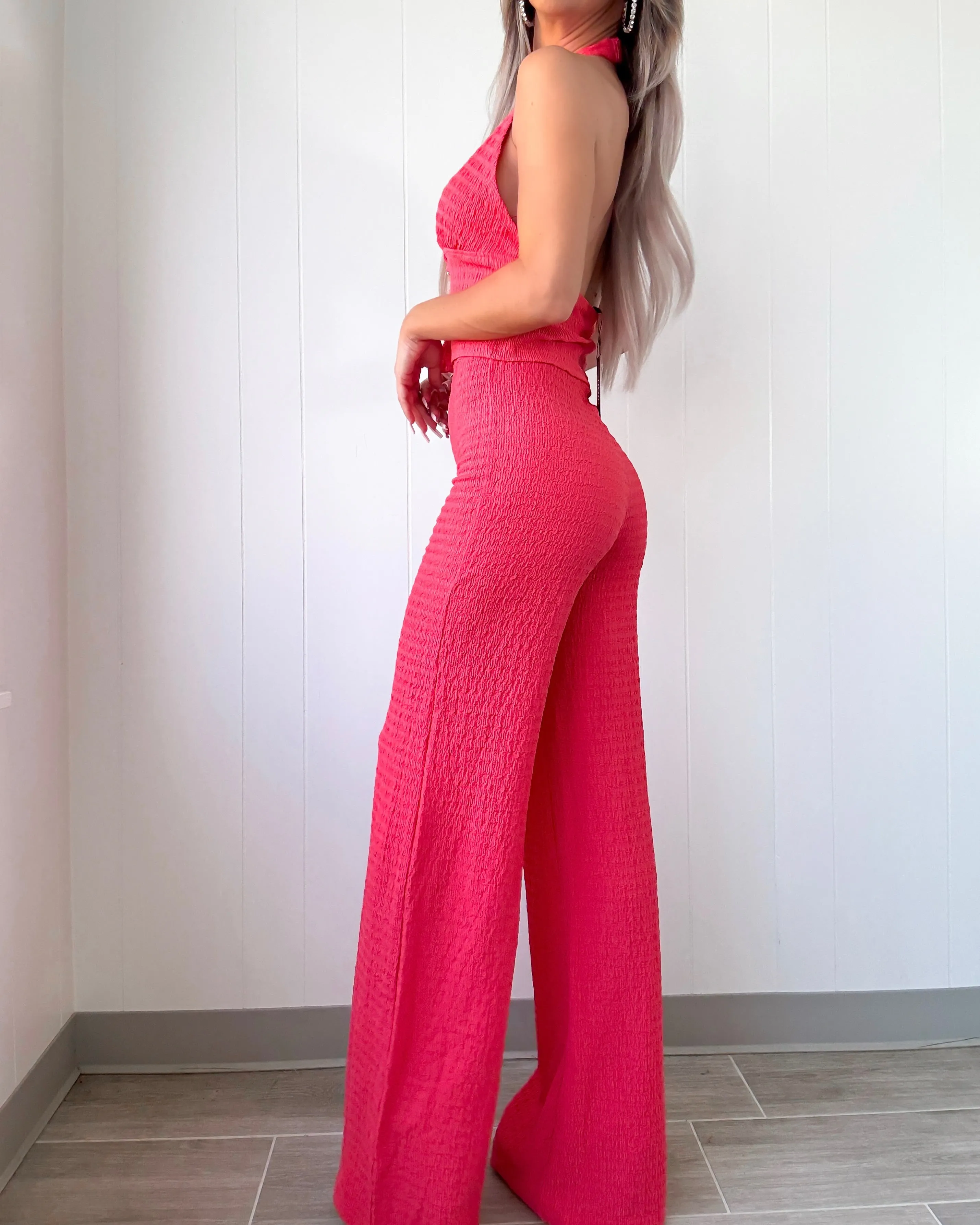 Mai Tai Muse Textured Pants Set - Coral