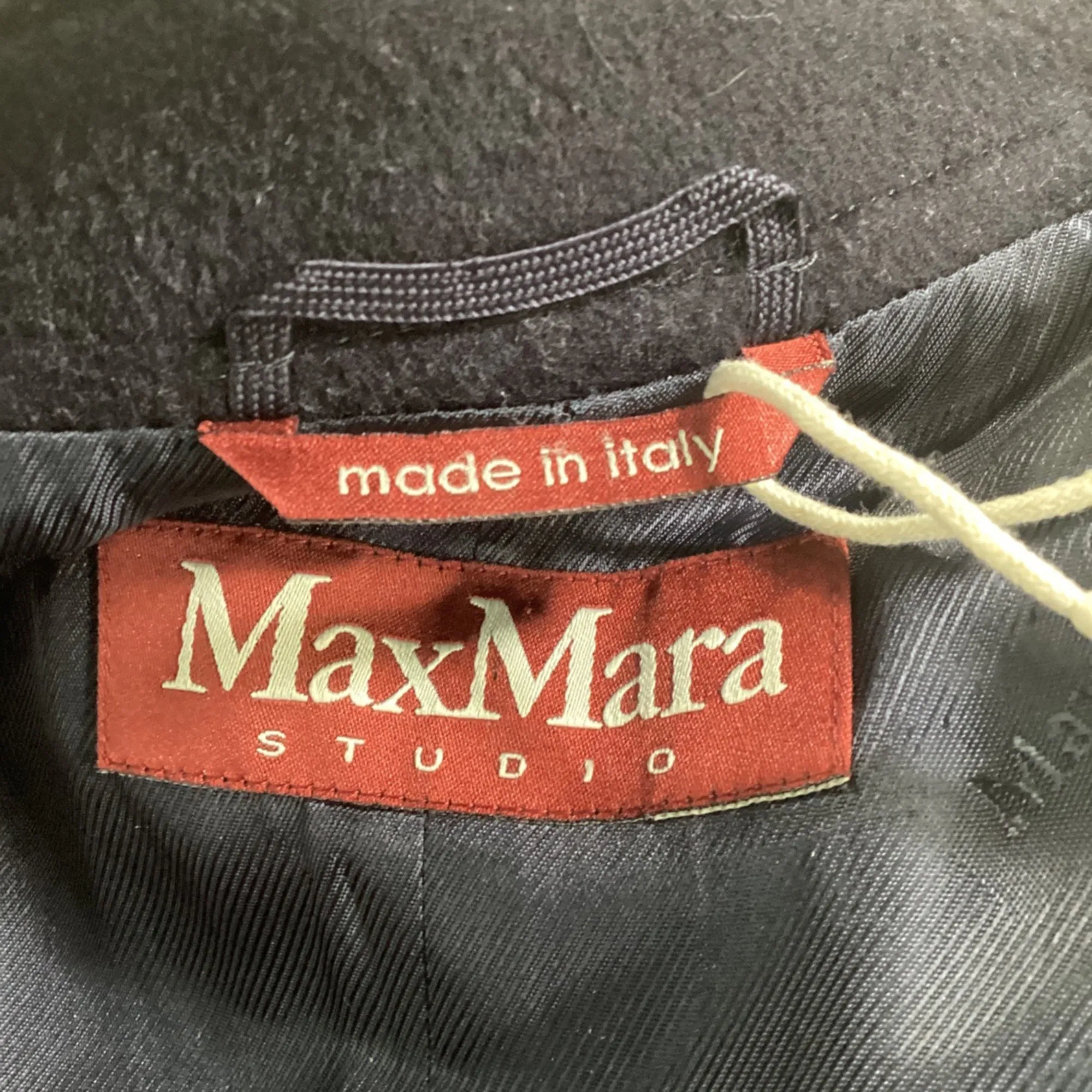 Max Mara Studio Pea Coat in Navy Blue Virgin Wool