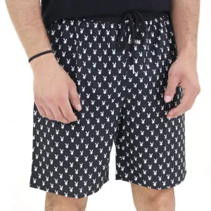 Men's Printed Elastic Waist Short,Black