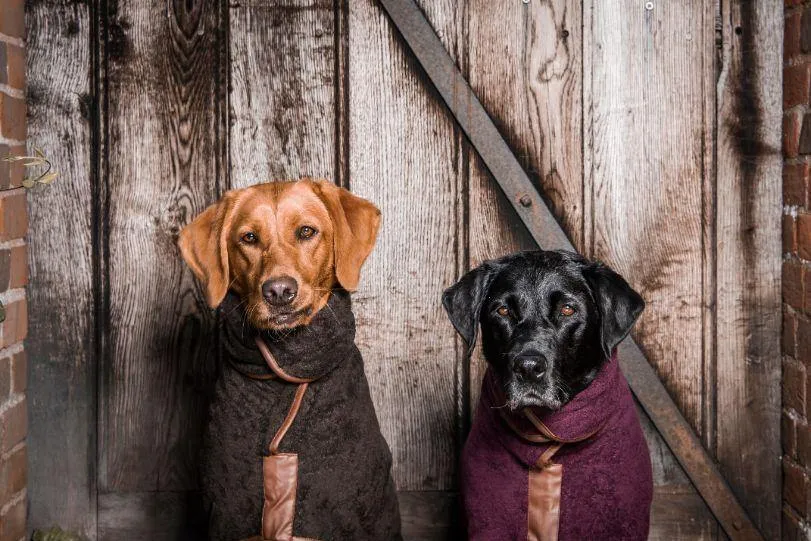 Ruff & Tumble Dog Drying coat Large L Mud Burgundy Navy