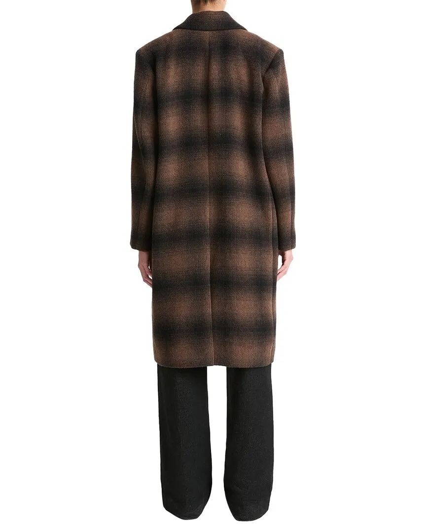 Vince Shadow Plaid Wool-Blend Car Coat